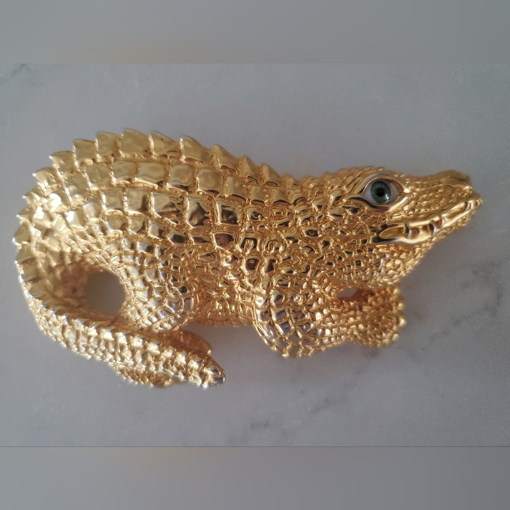 Gold Crocodile Statement Belt BUCKLE